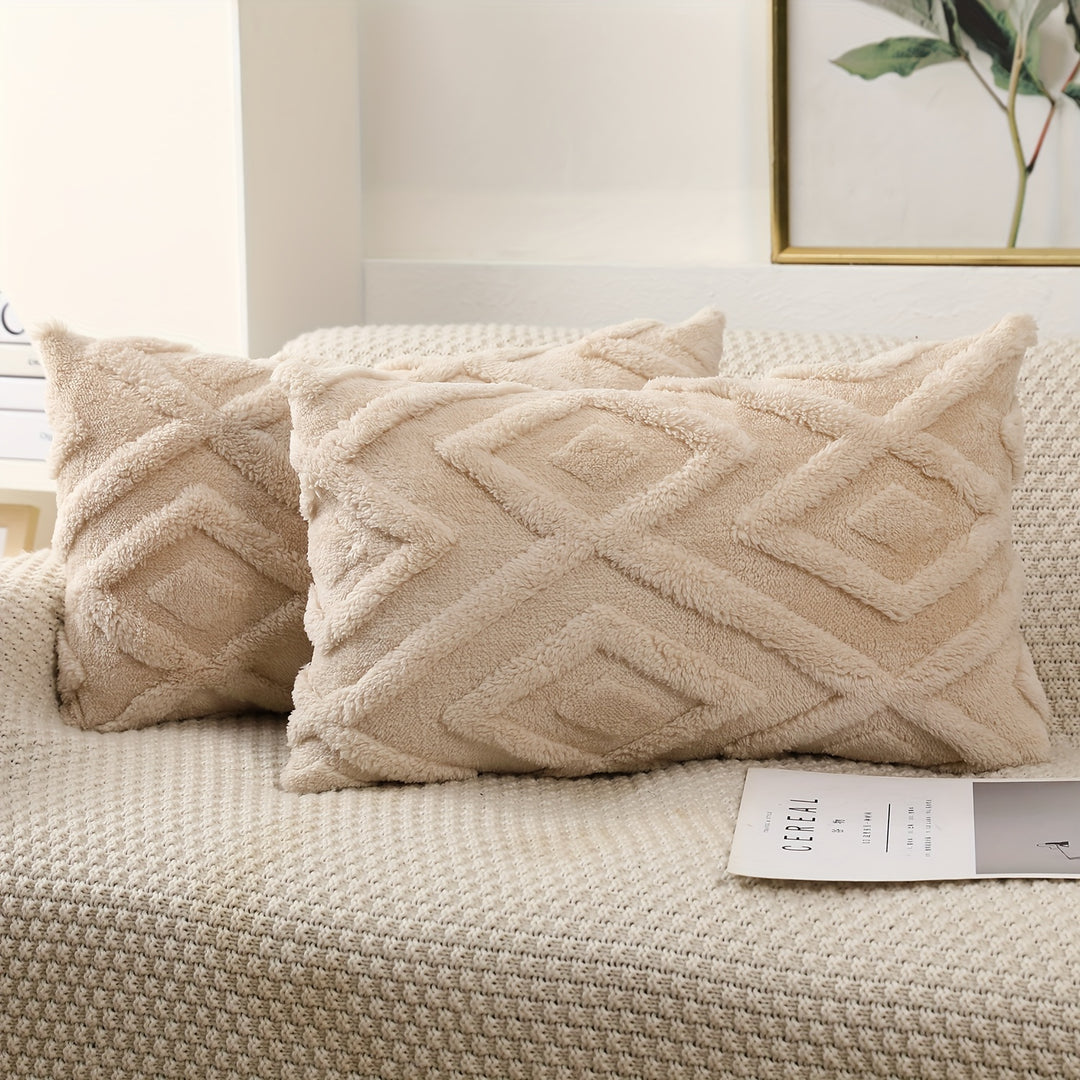 Ensemble de 2 taies d'oreiller de luxe | Velours avec motif flocon de neige