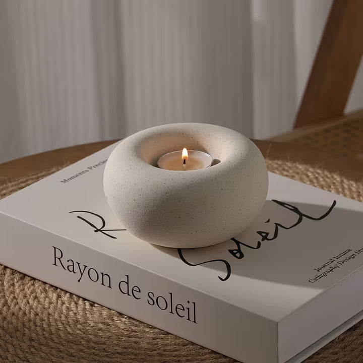 DonutGlow™ Handmade White Ceramic Candle Holder