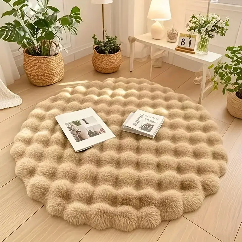 Nuvia | Tapis Rond en Molleton Bouclé Pelucheux 90 cm
