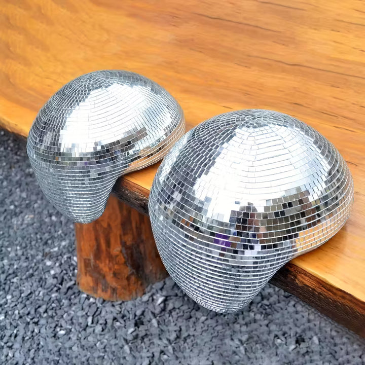 MeltBall™ Sculpture de Boule Fondue Argentée | Objet d'Art en Verre Miroir