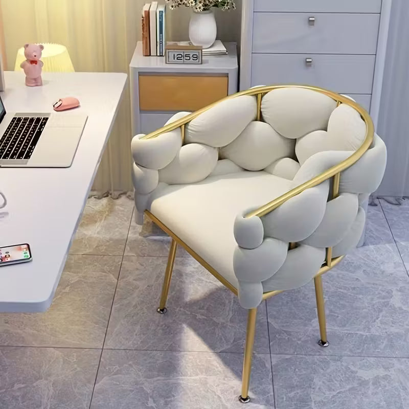 Fauteuil d'Accent Moderne de Luxe | Fauteuil Lounge en Velours avec Cadre Doré