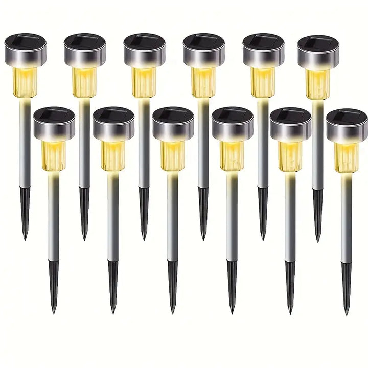 Éclairage extérieur solaire à LED | Piquets de jardin en acier inoxydable | Hauteur 32 cm