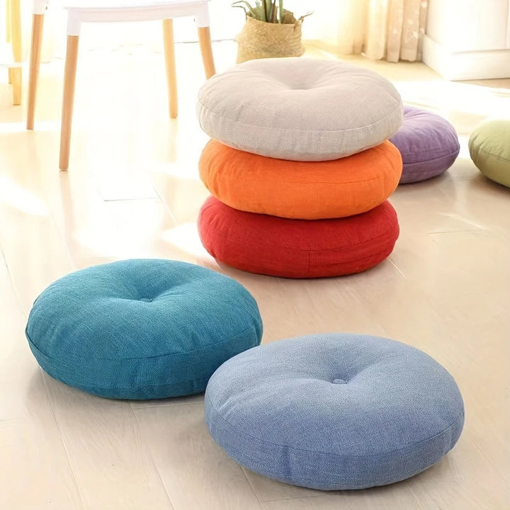 Coussin de sol Japandi en lin | Rond, 40 cm, Housse amovible