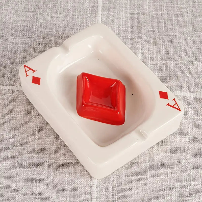 Cendrier en céramique | Design élégant de carte à jouer | Résistant à la chaleur