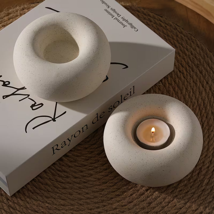 DonutGlow™ Handmade White Ceramic Candle Holder