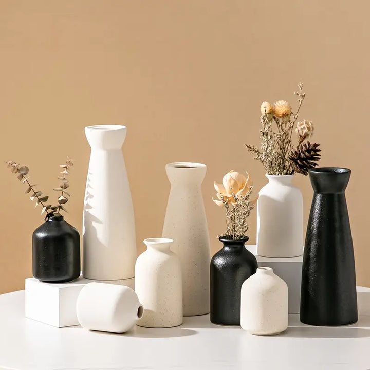 Ceramic Trio | Set van 3 Keramische Vazen – Modern & Boho Design