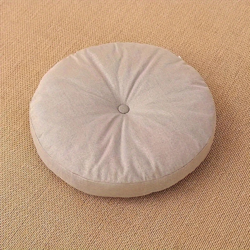 Coussin de sol Japandi en lin | Rond, 40 cm, Housse amovible
