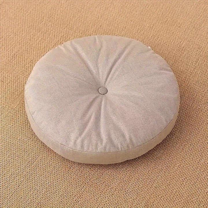Coussin de sol Japandi en lin | Rond, 40 cm, Housse amovible