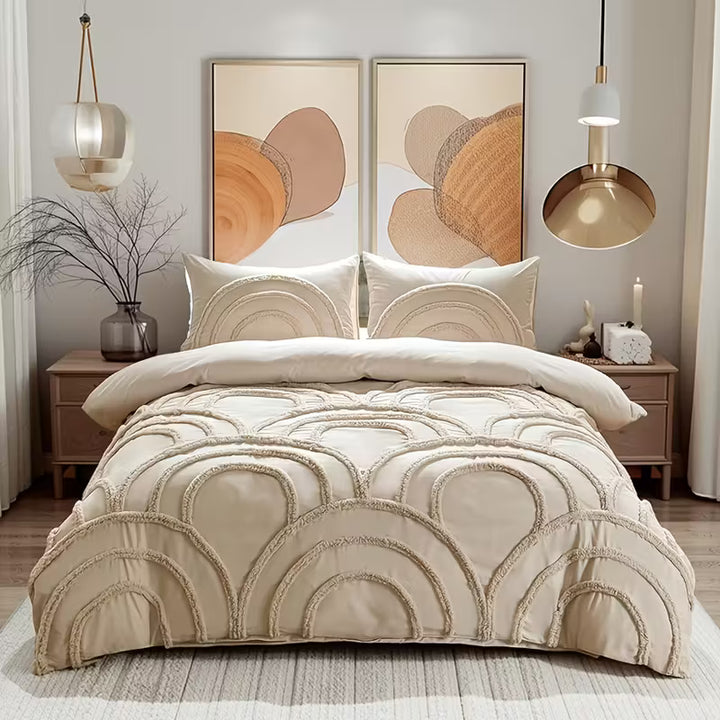 Ensemble de housse de couette bohème | 3 pièces avec taies d'oreiller | Microfibre douce & fermeture éclair