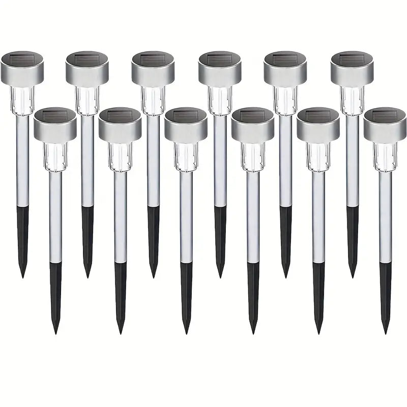 Éclairage extérieur solaire à LED | Piquets de jardin en acier inoxydable | Hauteur 32 cm