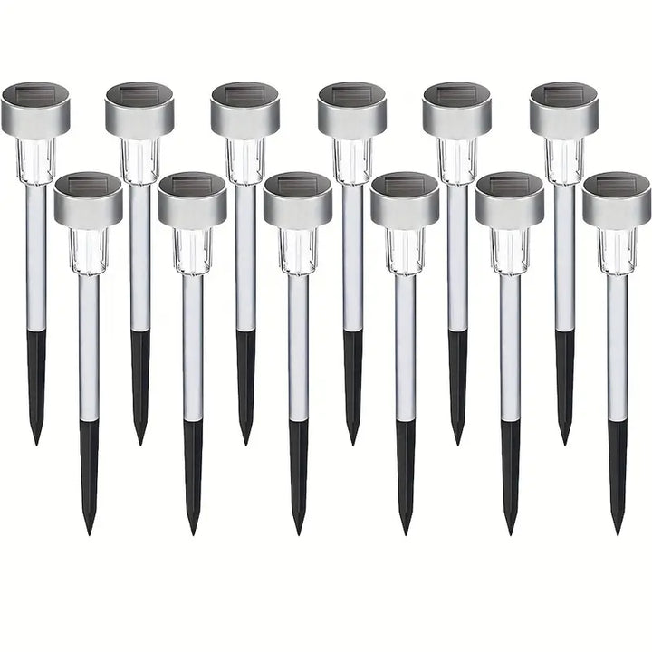 Éclairage extérieur solaire à LED | Piquets de jardin en acier inoxydable | Hauteur 32 cm