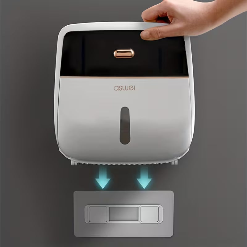 CleanRoll™ | Porte-rouleau de toilette étanche avec compartiment de rangement