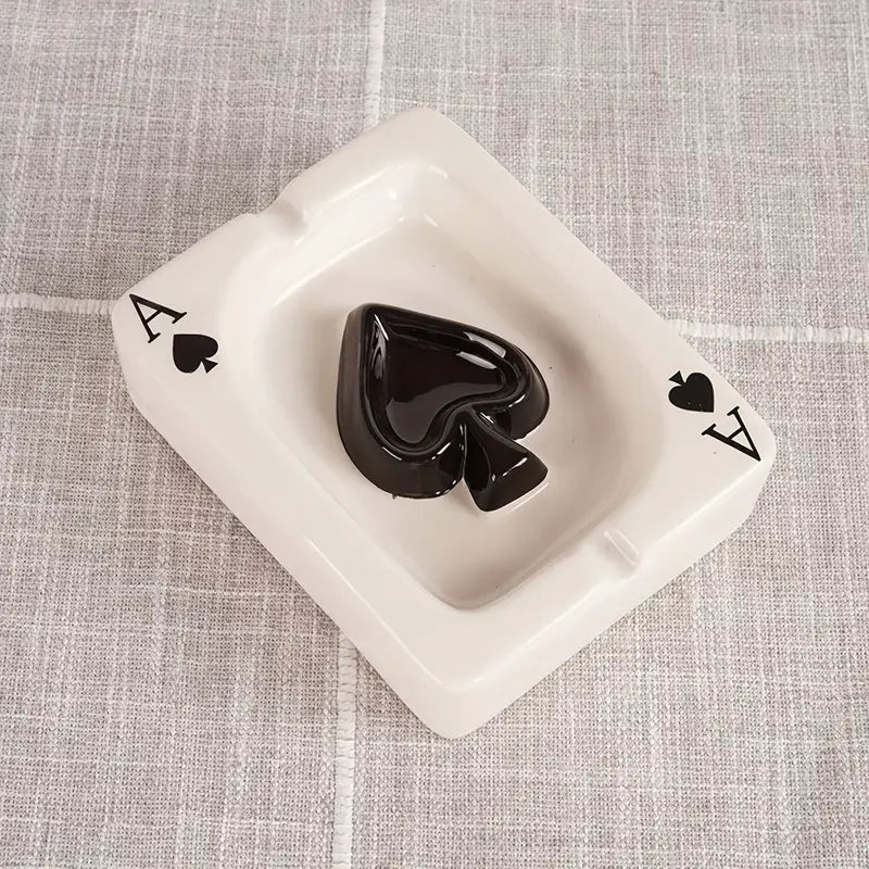 Cendrier en céramique | Design élégant de carte à jouer | Résistant à la chaleur