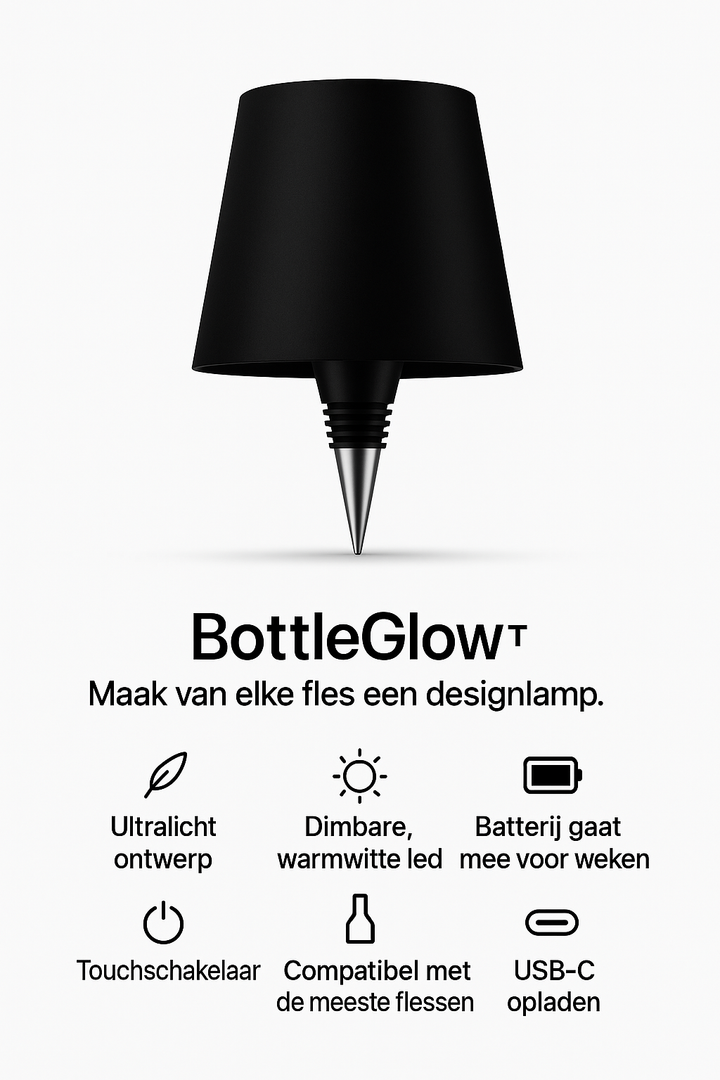 BottleGlow™ Lampe de bouteille sans fil | USB-C et variateur tactile