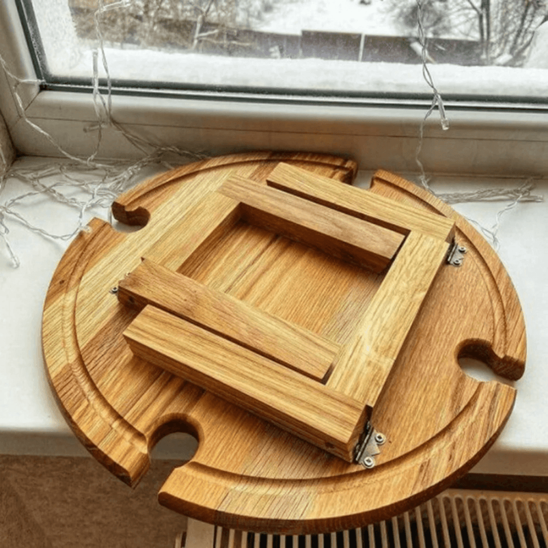 Dolce Table Pliante | Table à Vin Portable en Bois | Planche de Luxe 2-en-1 pour Vin et Fromage