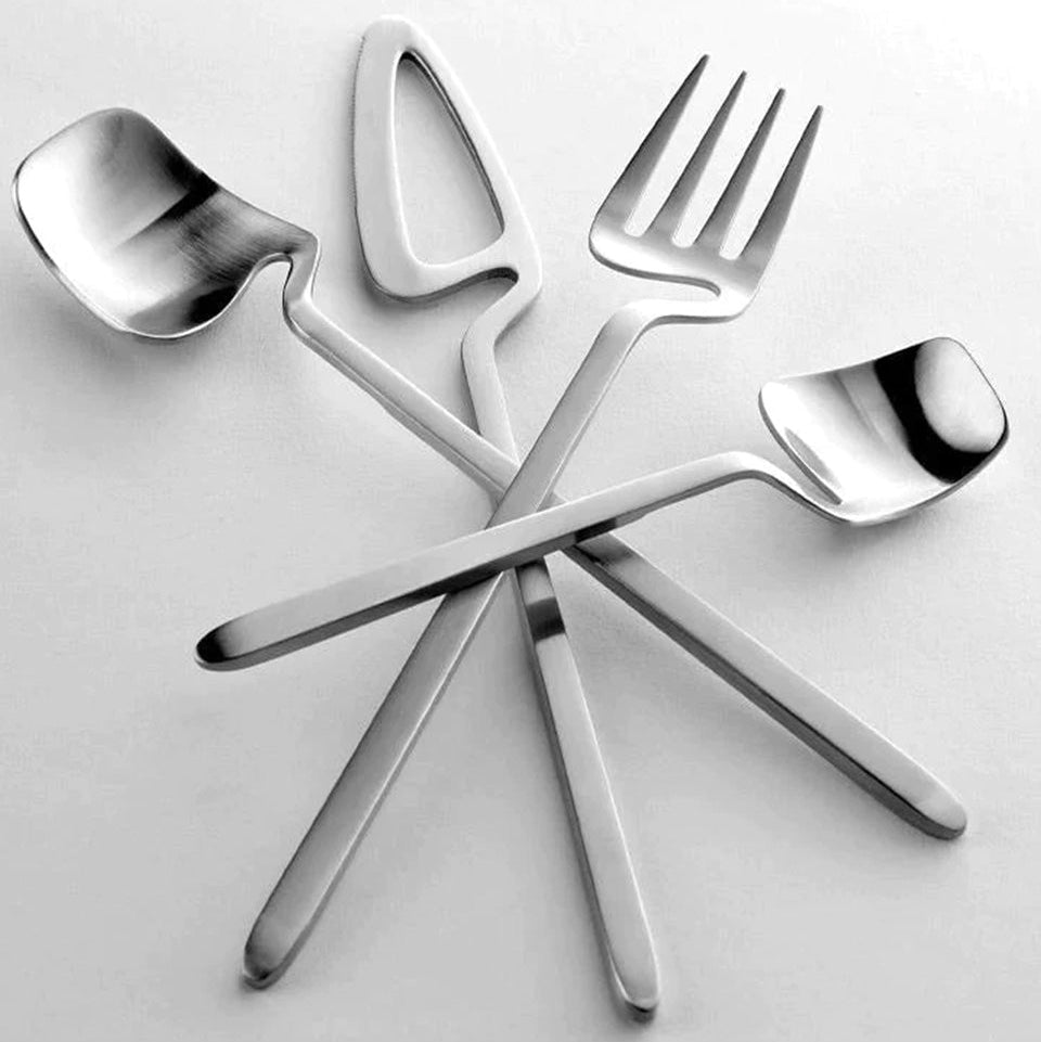 Milano Cutlery Set | Modern Stainless Steel Cutlery in Gold, Silver, or Black (4, 16, or 32-piece)