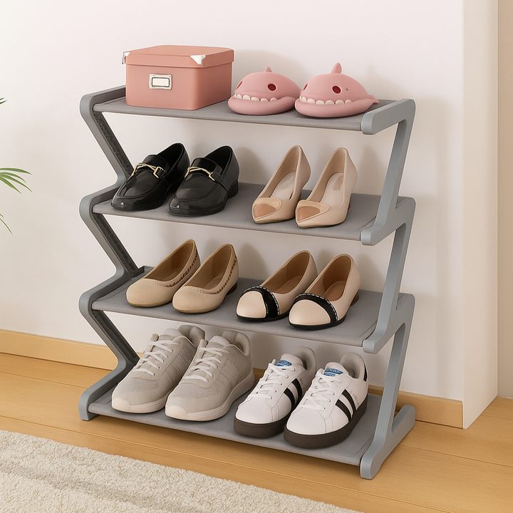 4-Tier Freestanding Shoe Rack | Stackable &amp; Tool-Free