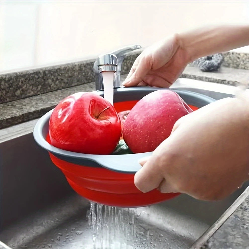 Ronde Silicone Uitlekbak | Inklapbaar | Voor Pasta, Groenten & Fruit