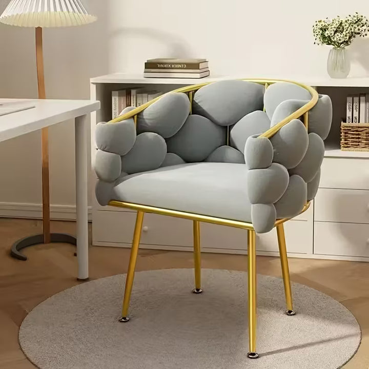 Fauteuil d'Accent Moderne de Luxe | Fauteuil Lounge en Velours avec Cadre Doré
