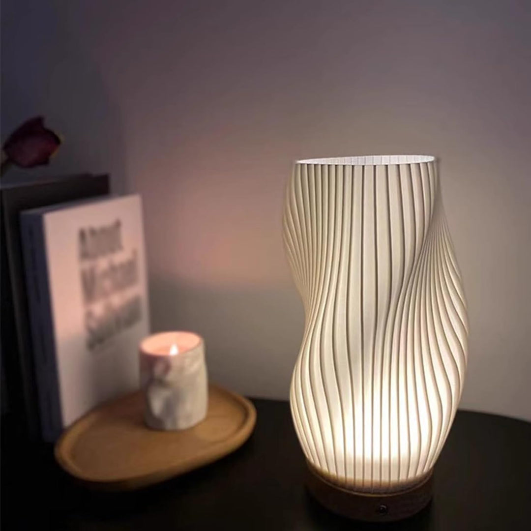 Lampe Serene Wavecrest | Lampe de table moderne en forme de vague | LED dimmable & connexion USB