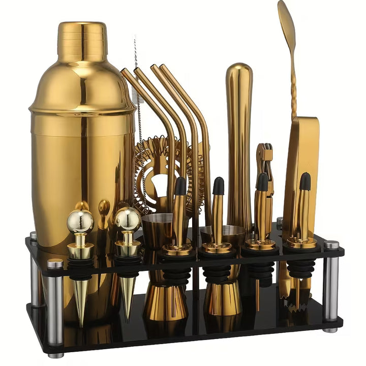 ProMix™ 20-Delige Cocktail Shaker Set | RVS Set met Standaard & 750ml Shaker