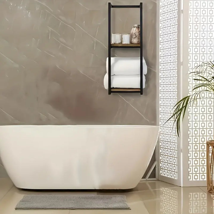 Porte-serviettes mural à 2 niveaux en acier au carbone 77 cm