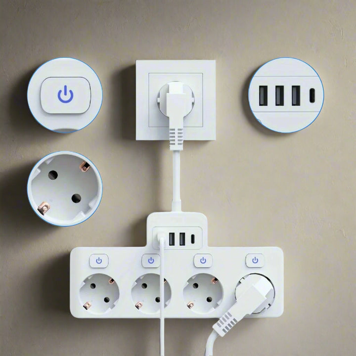 Adaptateur PowerHub | Solution d'alimentation efficace avec 4 prises et ports USB