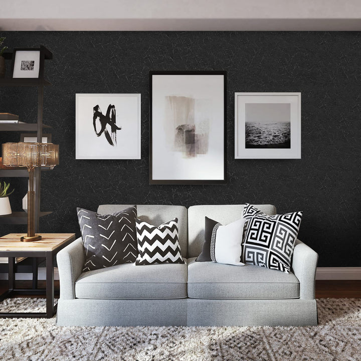 Nero Graffiato | Papier peint PVC autocollant noir