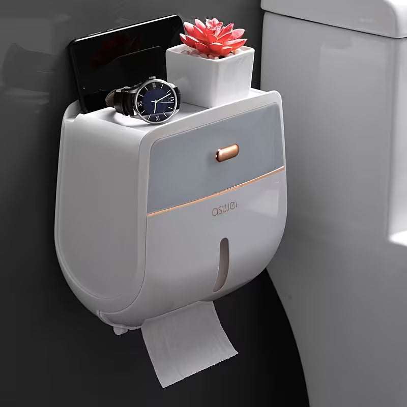 CleanRoll™ | Porte-rouleau de toilette étanche avec compartiment de rangement
