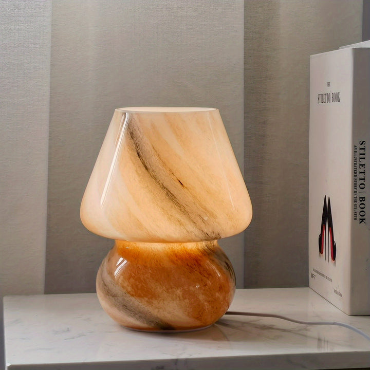 Lampe de table Champignon en Verre | Lampe LED décorative avec lumière chaude