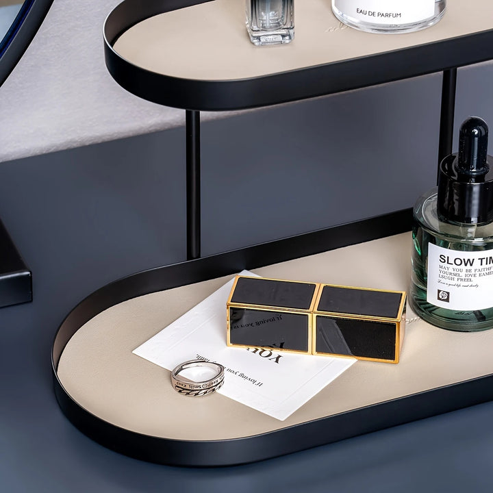 Chic Oval Double Storage Rack | Organizer for Jewelry, Makeup &amp; Keys