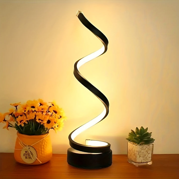 Lampe de table spirale moderne | Lampe design LED avec lumière dimmable et connexion USB