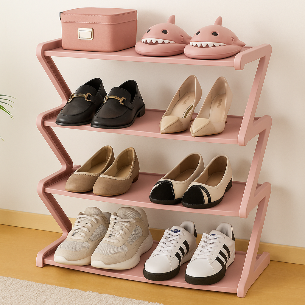 4-Tier Freestanding Shoe Rack | Stackable &amp; Tool-Free