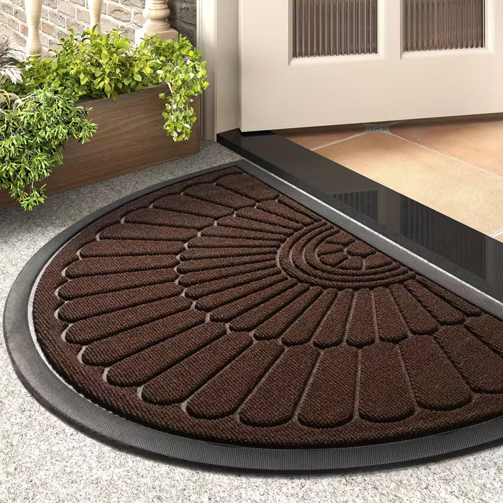 CleanStep™ Paillasson Demi-Rond | Tapis Extérieur Antidérapant en Caoutchouc
