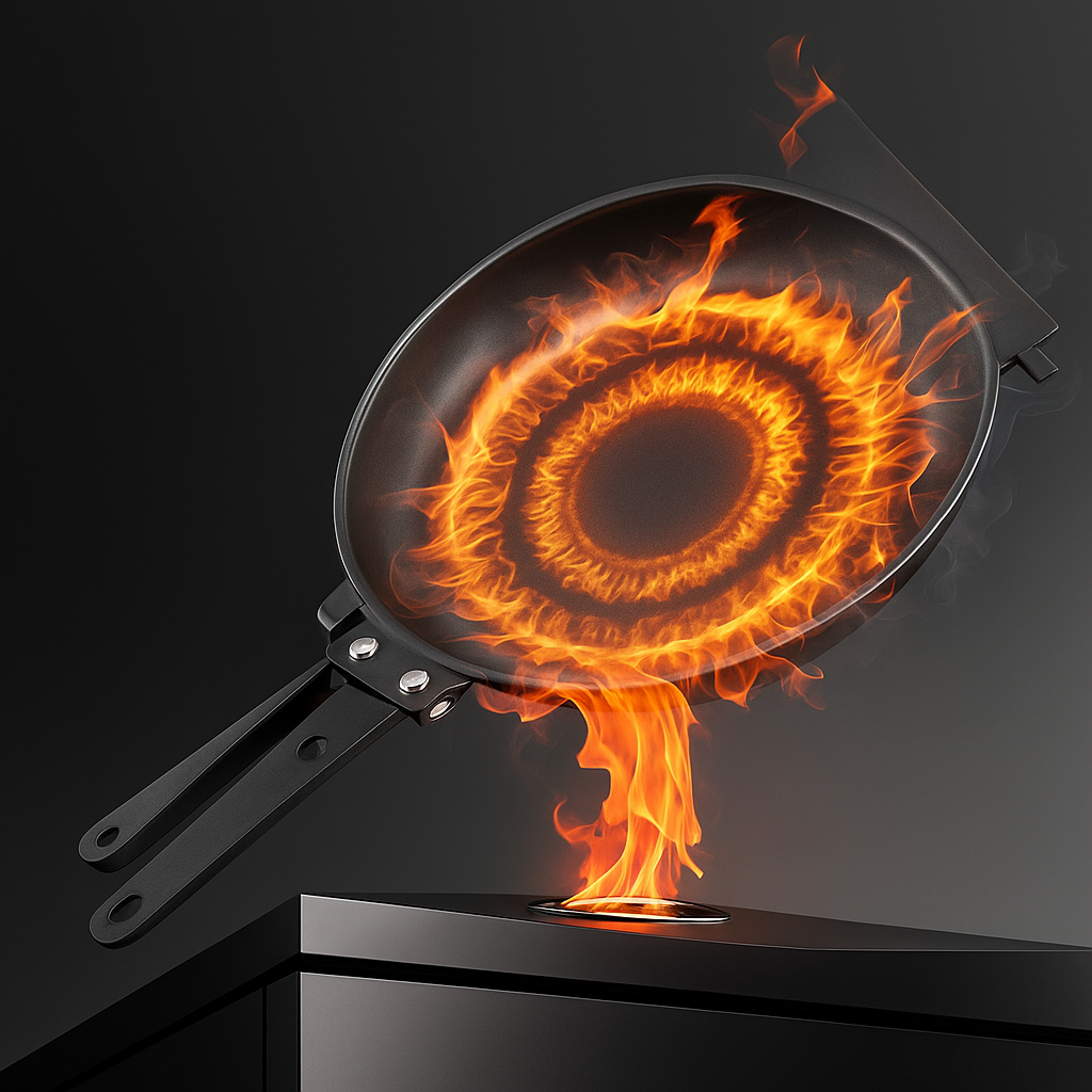 Poêle de cuisine double face | Revêtement antiadhésif | Poêle en acier inoxydable avec poignées | Ø19cm