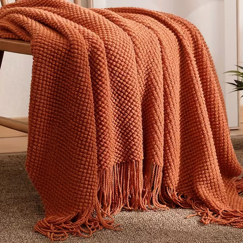 MorandiSoft™ Couverture Tricotée | Plaid Doux Lavable en Morandi Orange