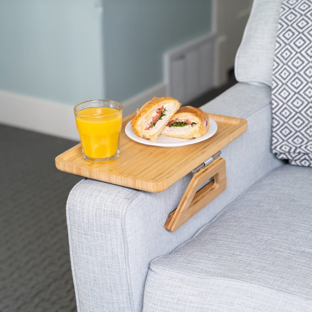 BambooGrip™ Tablette de Banc | Plateau de Table Stable pour Dossier de Banc (Pliable)