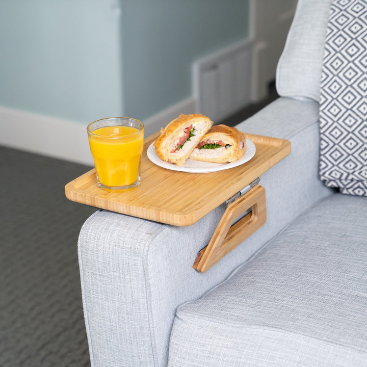 BambooGrip™ Tablette de Banc | Plateau de Table Stable pour Dossier de Banc (Pliable)