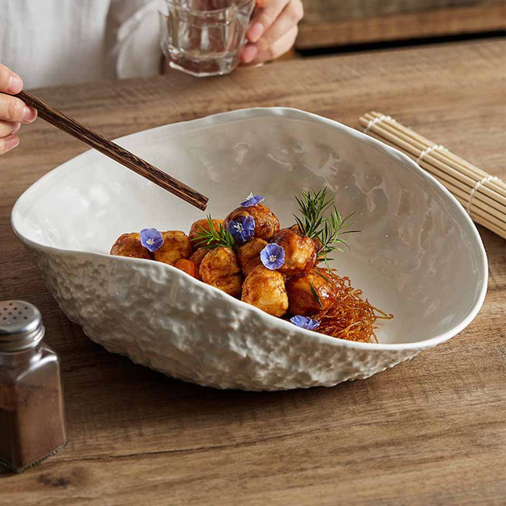 Jumeira Oval Bowl | Luxury Ceramic Bowl with Natural Stone Pattern