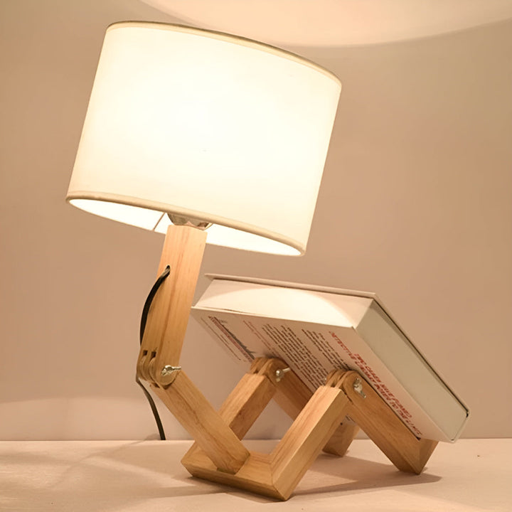 WoodMan™ Lampe de Table en Bois Flexible | Design Flexible & Porte-livre