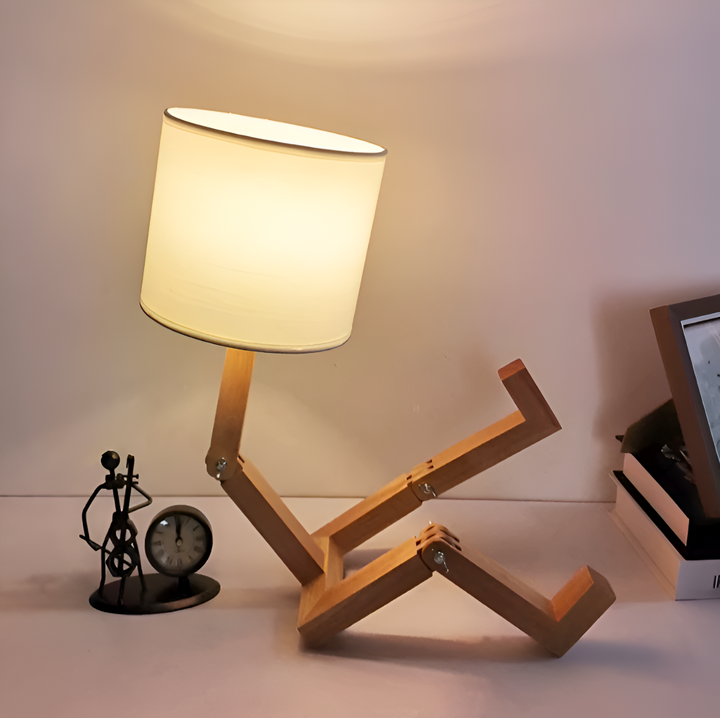 WoodMan™ Lampe de Table en Bois Flexible | Design Flexible & Porte-livre