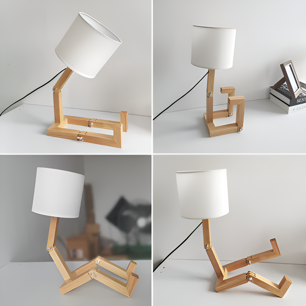 WoodMan™ Lampe de Table en Bois Flexible | Design Flexible & Porte-livre