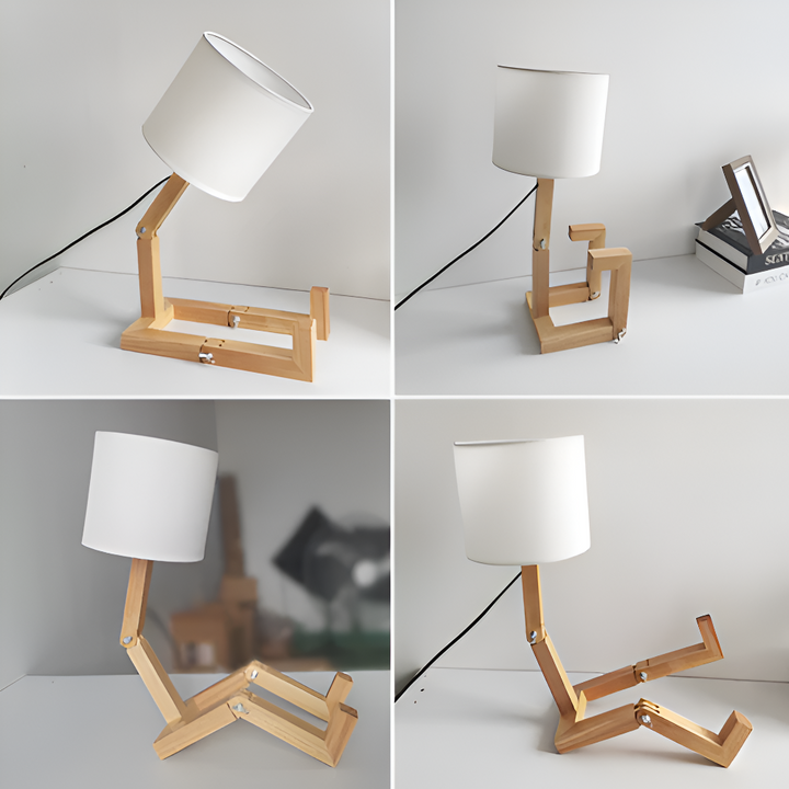 WoodMan™ Lampe de Table en Bois Flexible | Design Flexible & Porte-livre