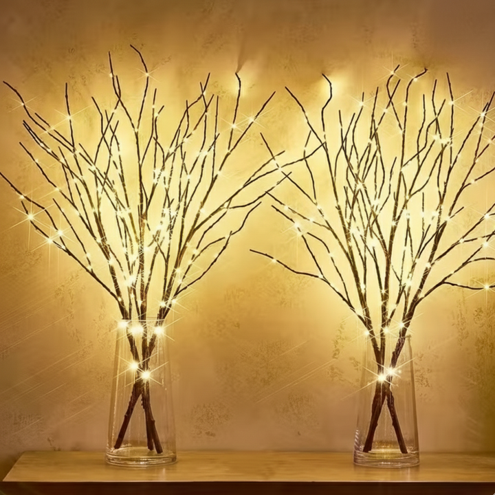 Ensemble d'éclairage LED pour branches | 2 pièces | Branches décoratives d'ambiance avec 20 LED | 76 cm de hauteur