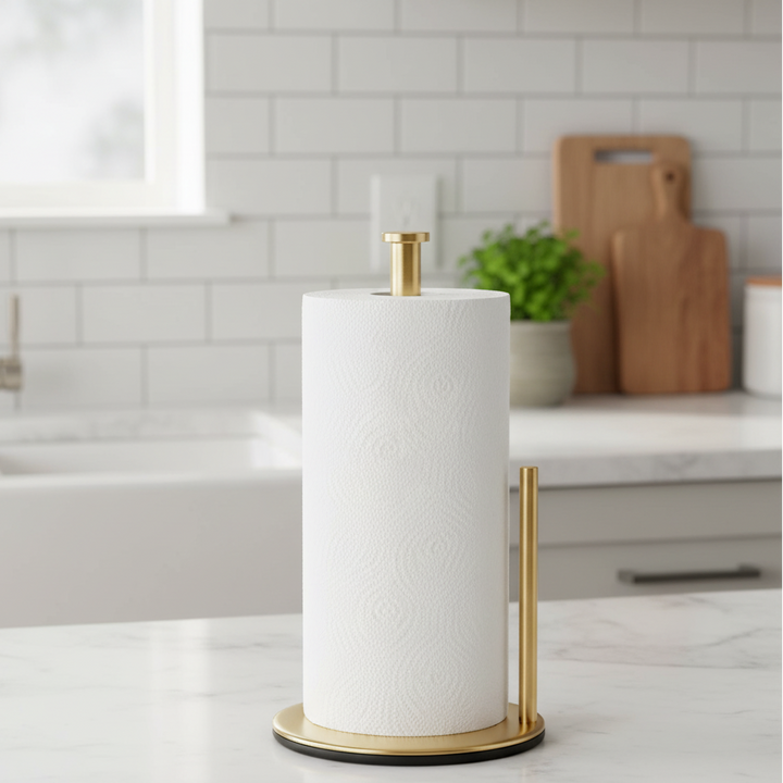 RVS Keukenrolhouder | Zware Vrijstaande Keukenrol Dispenser met Stabiele Voet