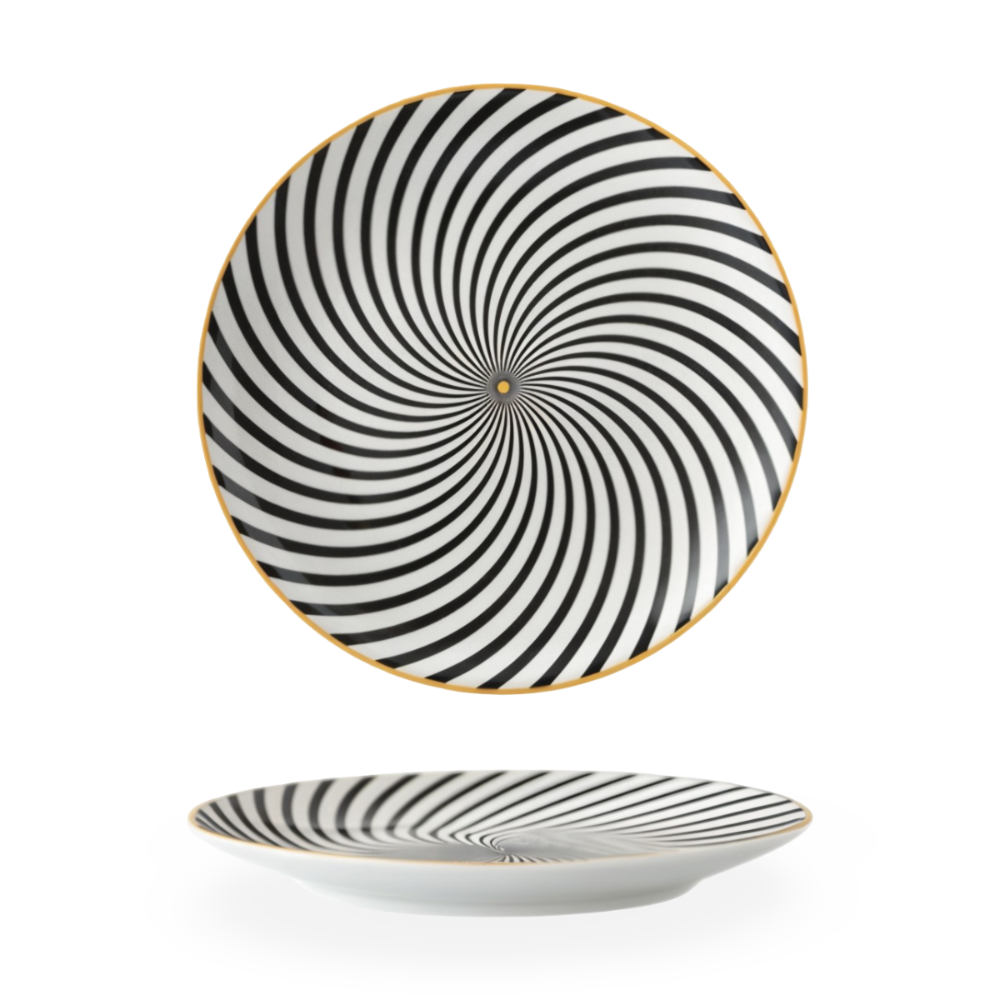 GeoChic | Assiettes en porcelaine géométriques – Design moderne avec accents dorés
