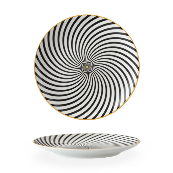 GeoChic | Assiettes en porcelaine géométriques – Design moderne avec accents dorés
