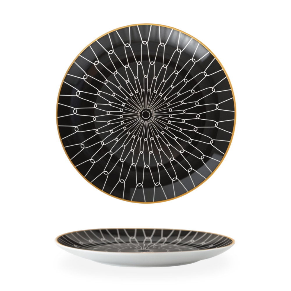 GeoChic | Assiettes en porcelaine géométriques – Design moderne avec accents dorés
