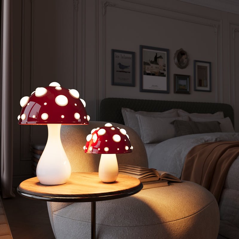 Lampe de table Amanita | Lampe Champignon Unique | LED Dimable | Sans fil ou Câblée