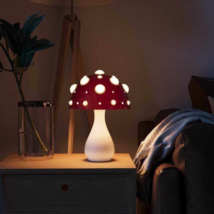 Lampe de table Amanita | Lampe Champignon Unique | LED Dimable | Sans fil ou Câblée